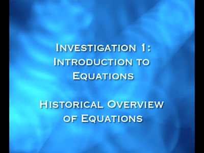 VIDEO: Algebra Nspirations: Variables and Equations, Segment 1