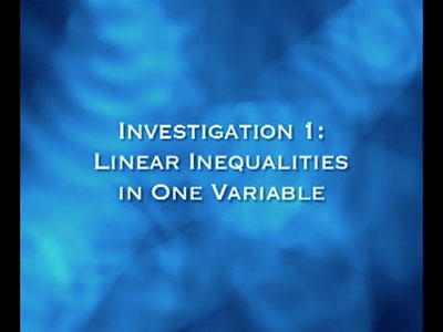 VIDEO: Algebra Nspirations: Inequalities, Segment 1