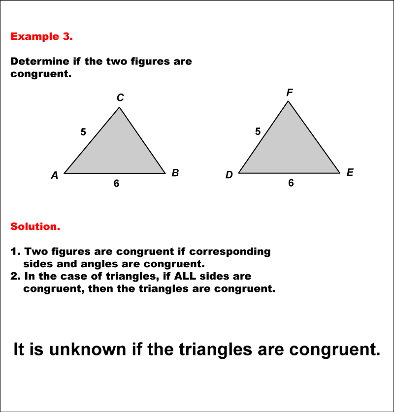 Math Example--Geometric Shapes--Analyzing Congruent Shapes--Example 3