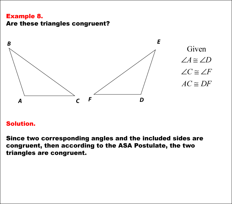 Math Example--Geometric Shapes--Congruent Triangles--Example 8