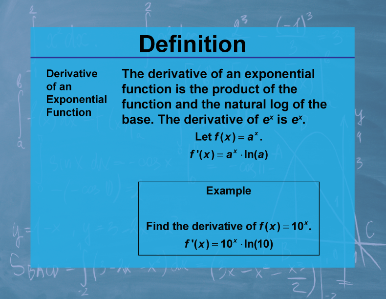 Definition--Calculus Topics--Derivative of an Exponential Function