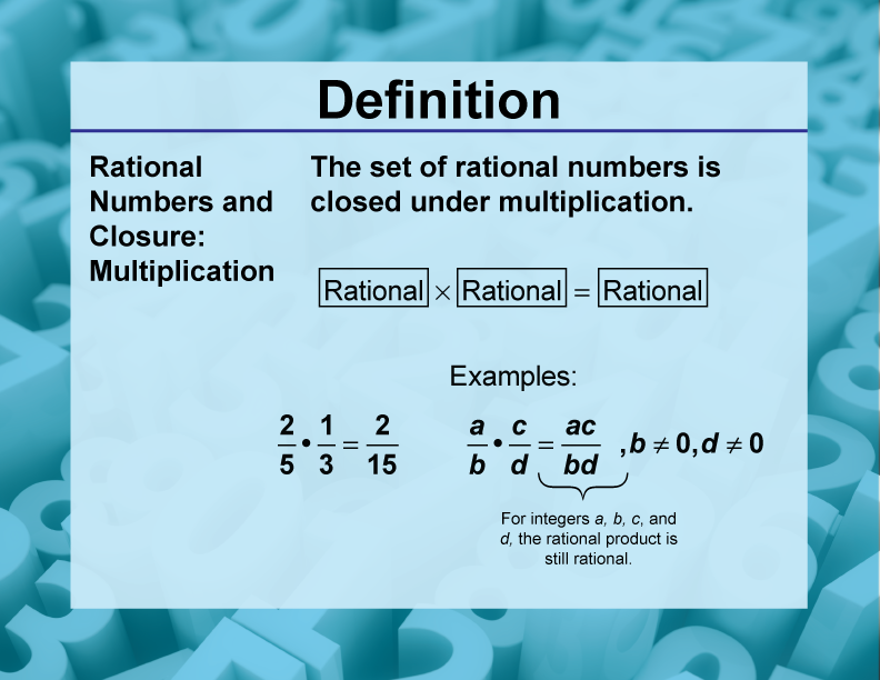 Definition--Closure Property Topics--Rational Numbers and Closure: Multiplication
