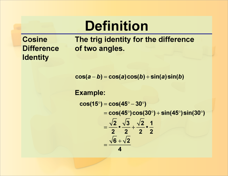 Definition--Trig Concepts--Cosine Difference Identity