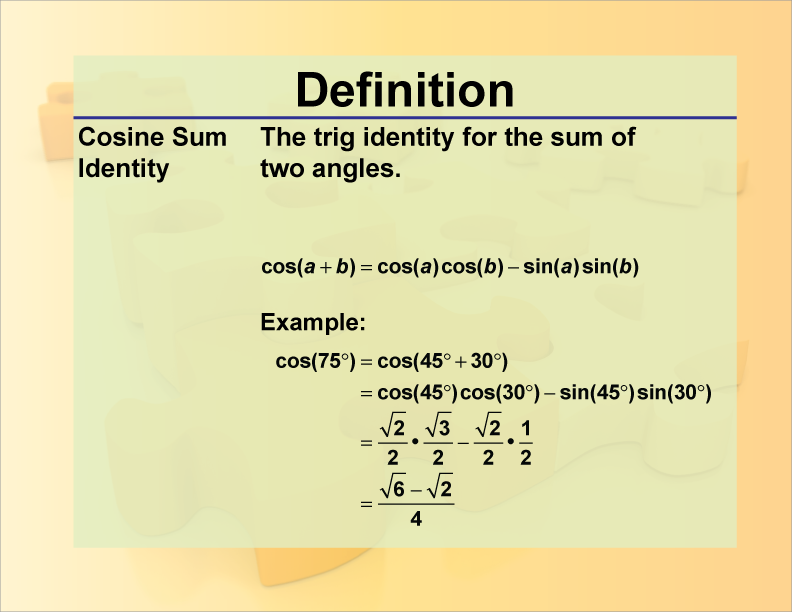 Definition--Trig Concepts--Cosine Sum Identity