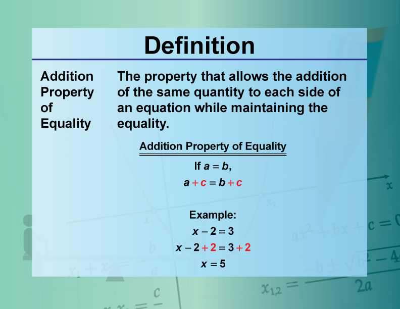 Definition--Equation Concepts--Addition Property of Equality