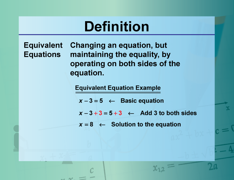 Definition--Equation Concepts--Equivalent Equations