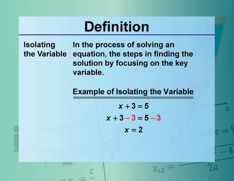 Definition--Equation Concepts--Isolating the Variable