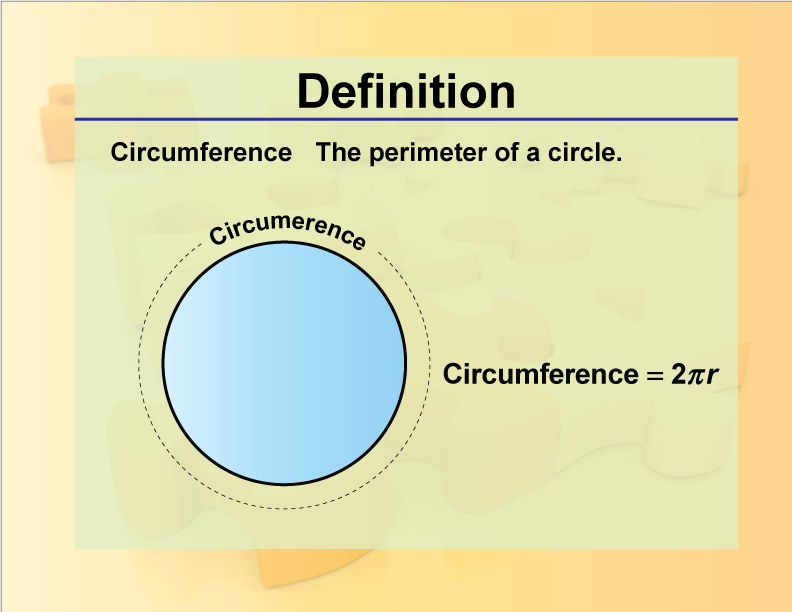 Circumference. The perimeter of a circle.