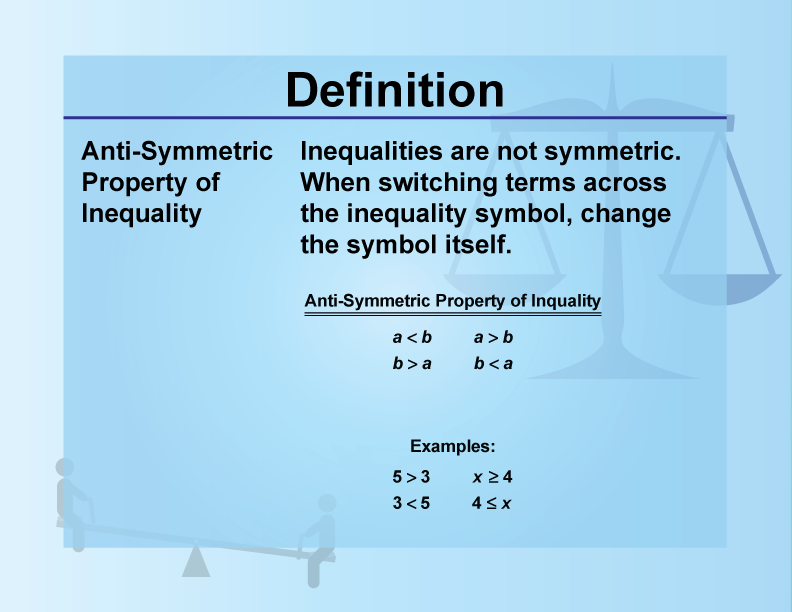 Definition--Inequality Concepts--Anti-Symmetric Property