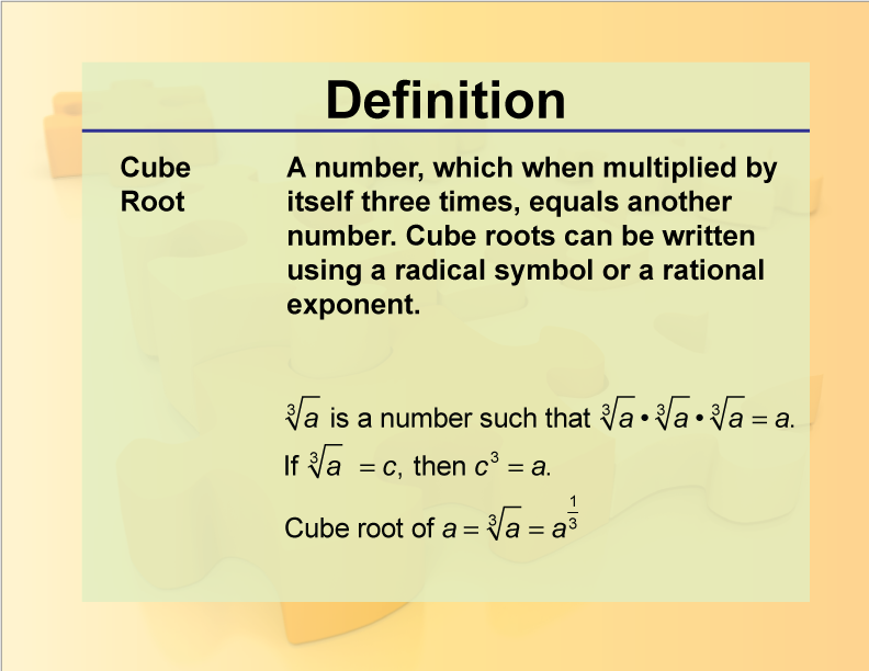 Definition--Rationals and Radicals--Cube Root