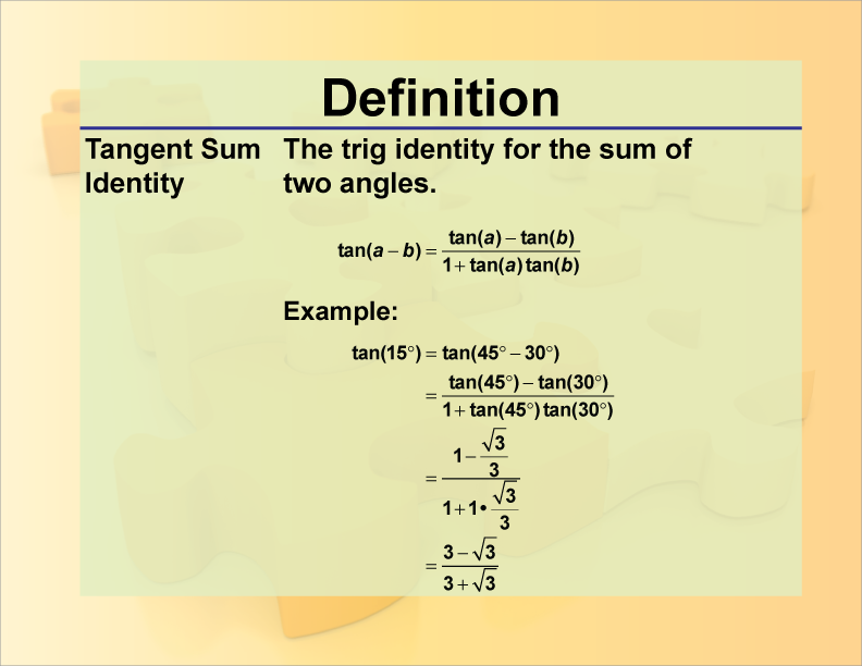 Definition--Trig Concepts--Tangent Difference Identity