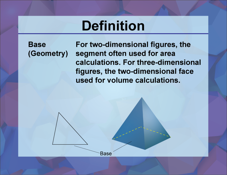 Definition. 3D Geometry Concepts--Base (Geometry)