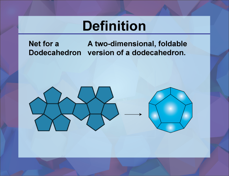 Net for a Dodecahedron. A two-dimensional, foldable version of a dodecahedron