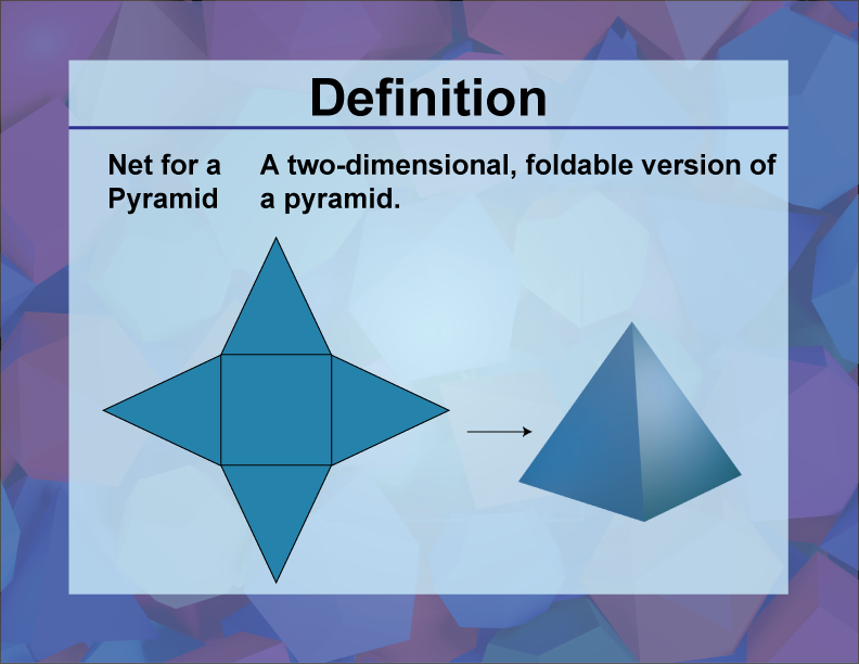 Net for a Pyramid. A two-dimensional, foldable version of a pyramid.
