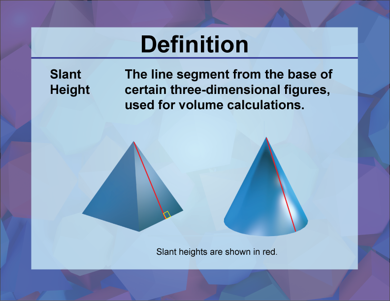 Definition--3D Geometry Concepts--Slant Height