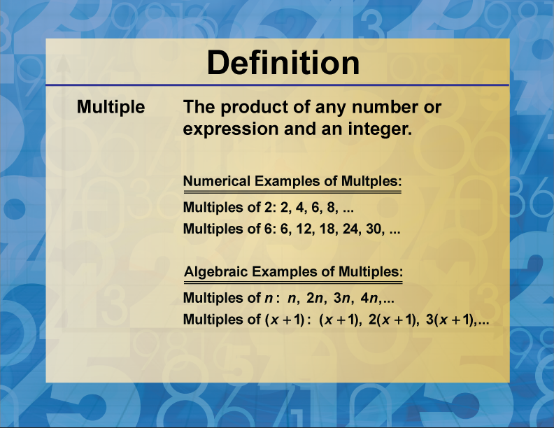 Definition Factors And Multiples Multiple Media4Math
