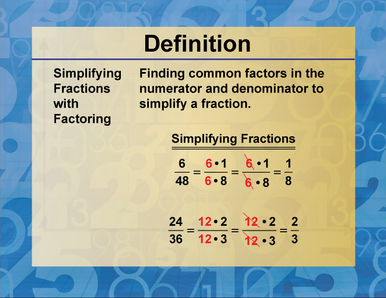 Definition--Factors and Multiples--Simplifying Fractions Using Factoring