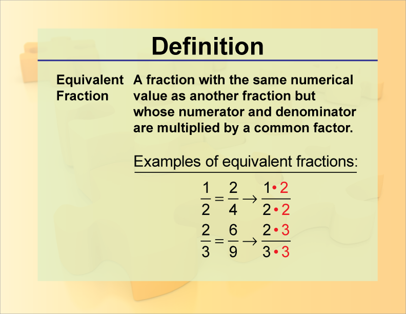 Definition--Fraction Concepts--Equivalent Fraction