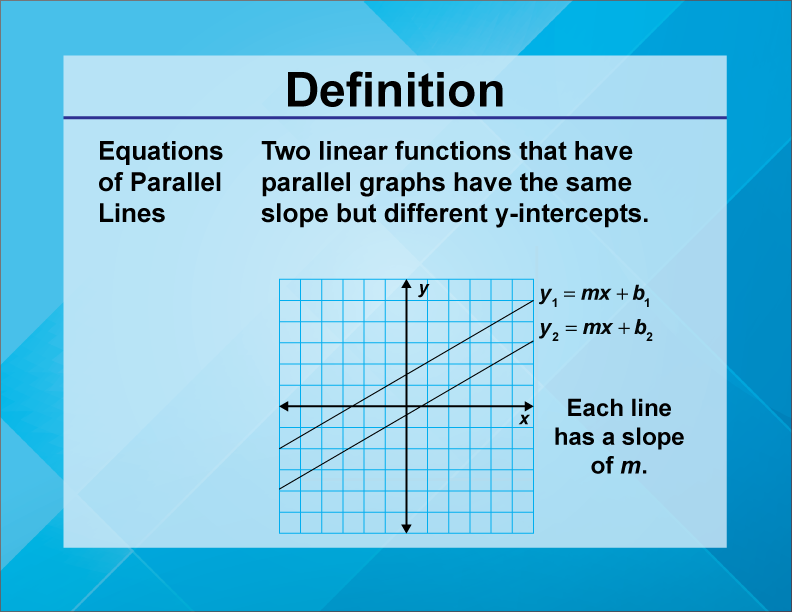 Definition--Linear Function Concepts--Equations of Parallel Lines