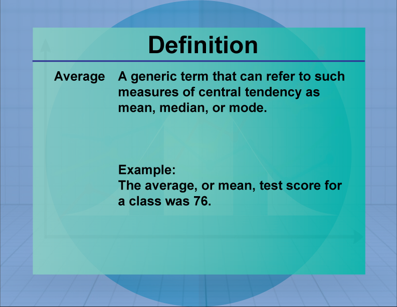 Definition--Measures of Central Tendency--Average