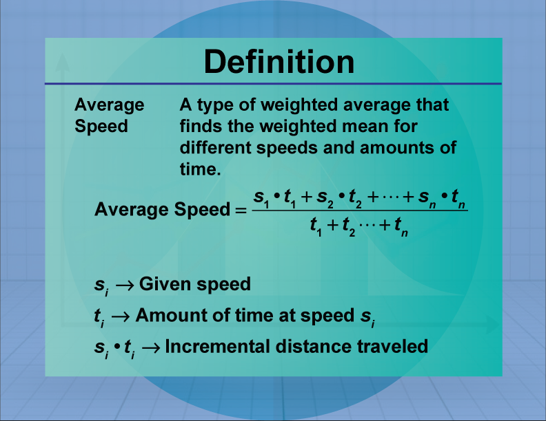 Definition--Measures of Central Tendency--Average Speed