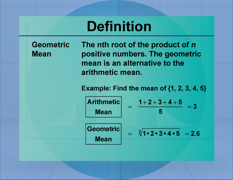 Definition--Measures of Central Tendency--Geometric Mean