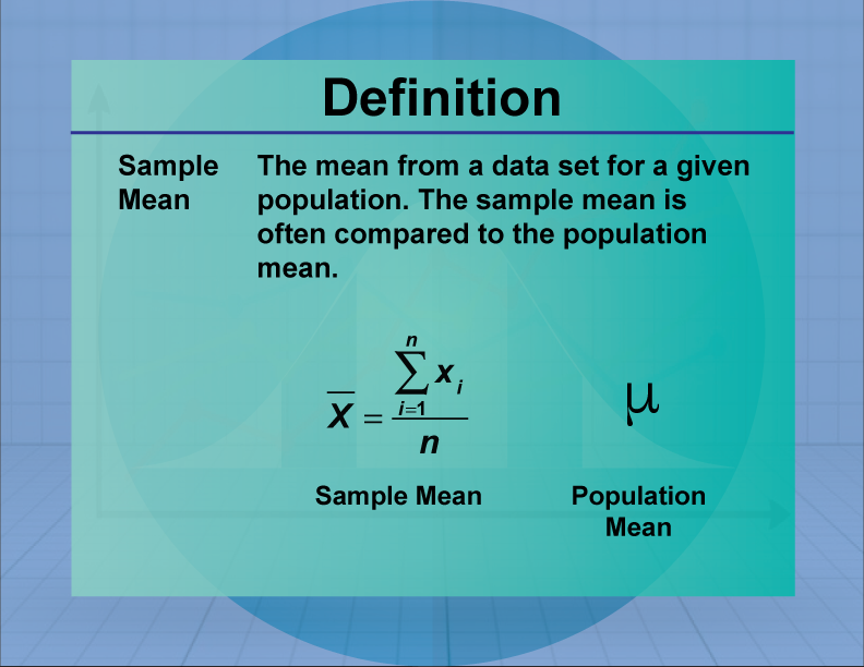 Definition--Measures of Central Tendency--Sample Mean
