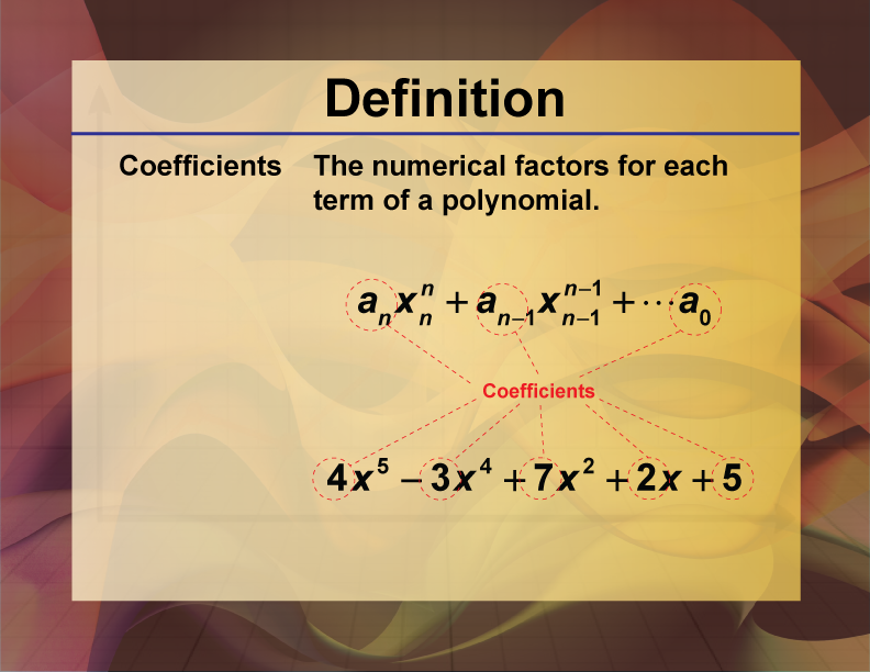 Video Definition 15--Polynomial Concepts--Coefficients