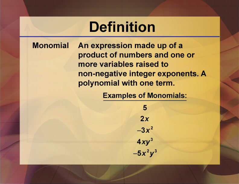 Video Definition 3--Polynomial Concepts--Monomial
