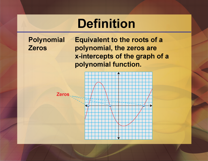 Video Definition 17--Polynomial Concepts--Polynomial Zeros