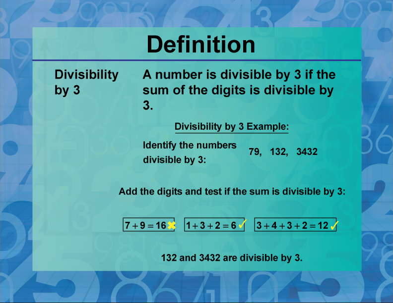 Definition--Prime and Composite Properties--Divisibility Rule for 3
