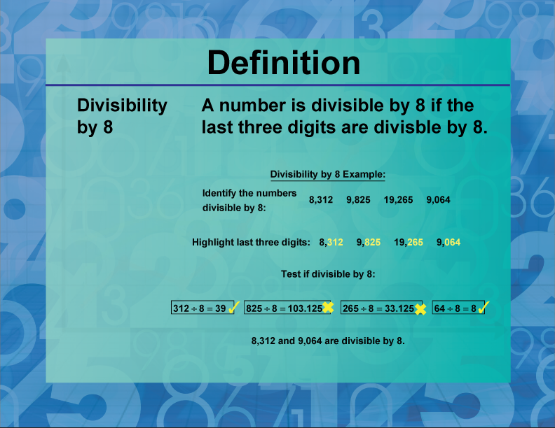 Definition--Prime and Composite Properties--Divisibility Rule for 8