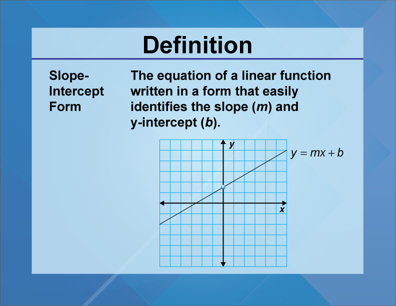 Slope intercept form