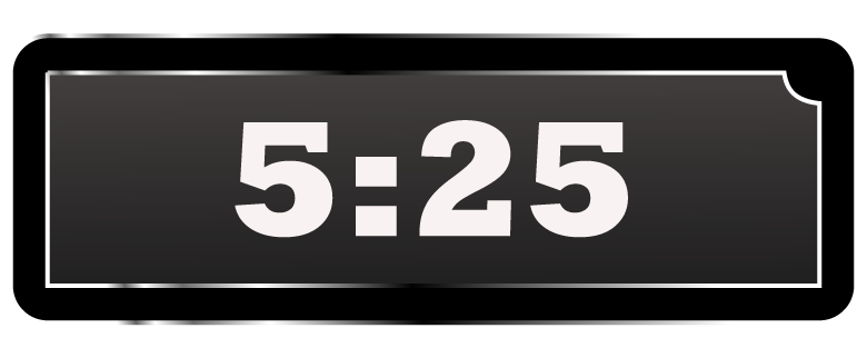 Math Clip Art--Digital Clock Face Showing 5:25
