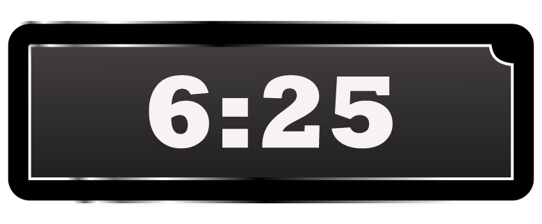 Math Clip Art--Digital Clock Face Showing 6:25