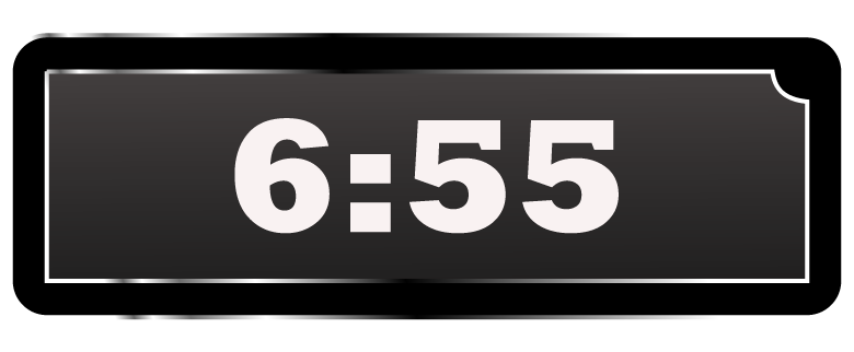 Math Clip Art--Digital Clock Face Showing 6:55