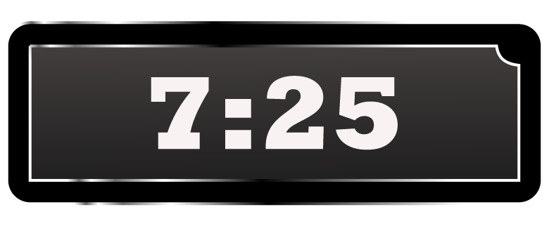 Math Clip Art--Digital Clock Face Showing 7:25