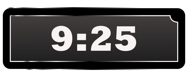Math Clip Art--Digital Clock Face Showing 9:25