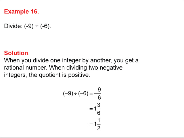 Math Example--Numerical Expressions--Dividing Integers: Example 16