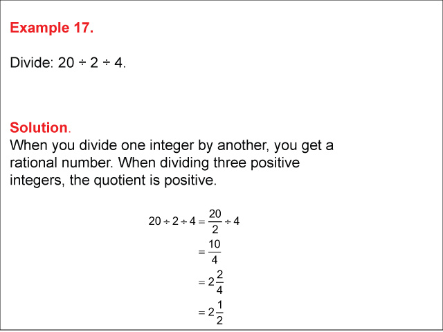 Math Example--Numerical Expressions--Dividing Integers: Example 17