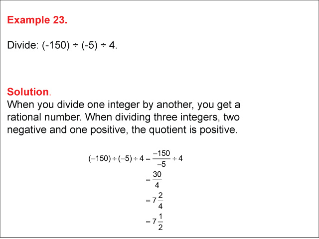 Math Example--Numerical Expressions--Dividing Integers: Example 23