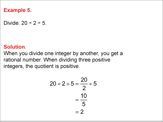 Math Example--Numerical Expressions--Dividing Integers: Example 5