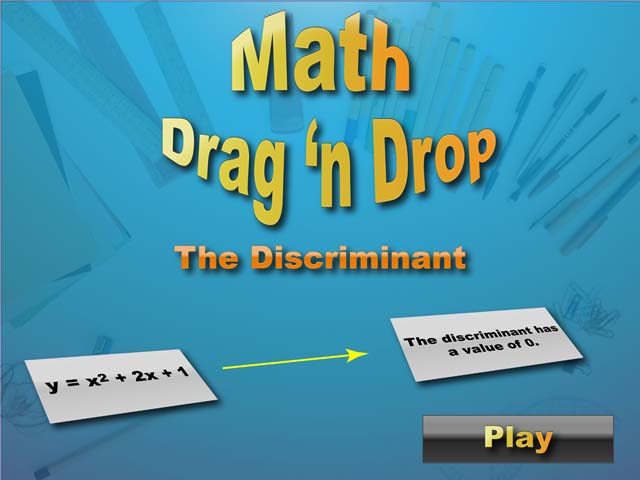 Interactive Math Game--DragNDrop Math--The Discriminant