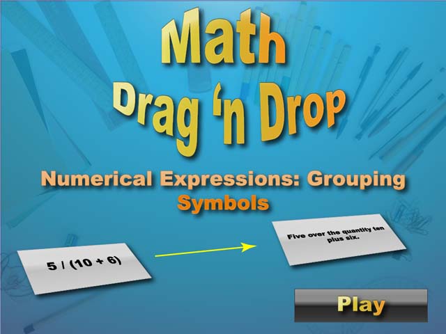 Interactive Math Game--DragNDrop Math--The Language of Math--Numerical Expressions--Grouping Symbols
