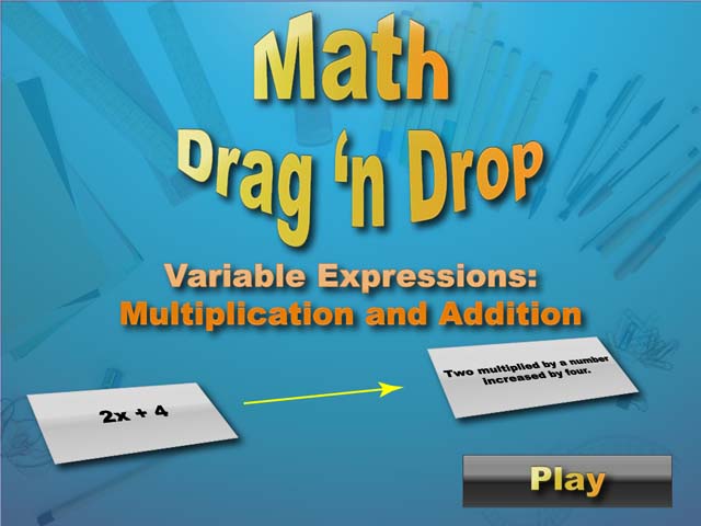 Interactive Math Game--DragNDrop Math--The Language of Math--Variable Expressions--Multiplication and Addition