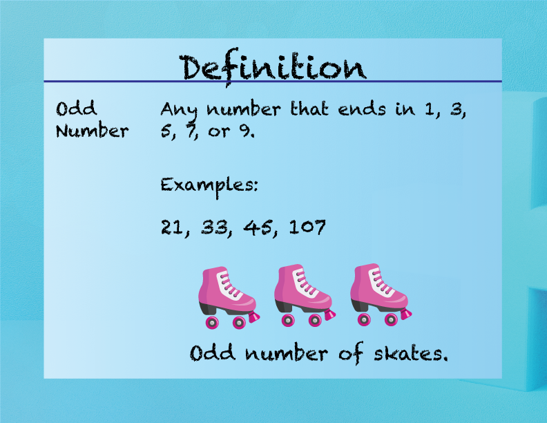 Elementary Math Definitions--Addition Subtraction Concepts--Odd Number
