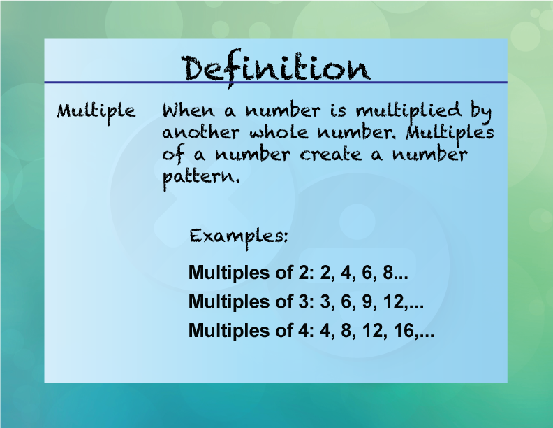 Elementary Definition--Multiplication and Division Concepts--Multiple