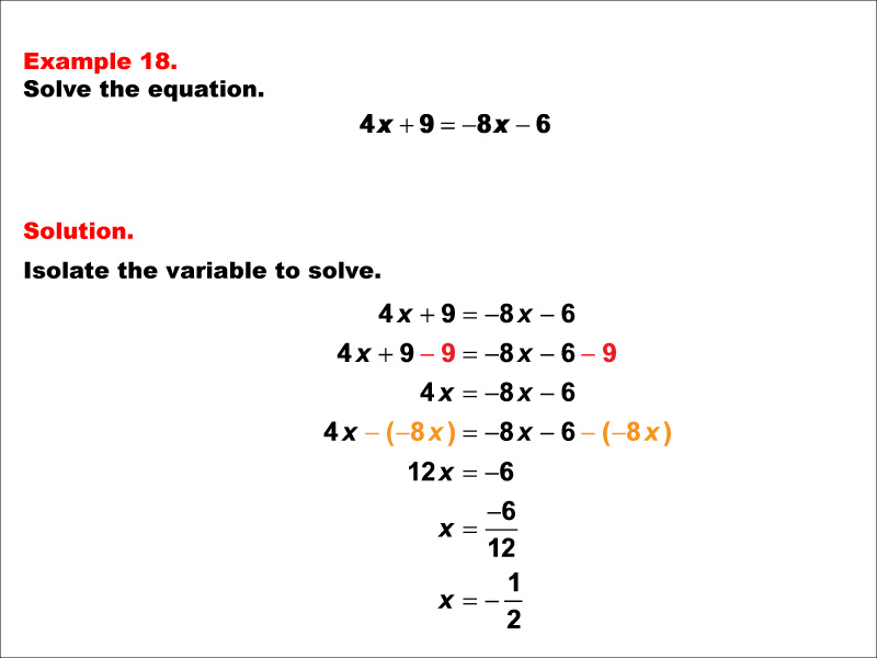 Math Example--Solving Equations--One-Variable Equations: Example 18