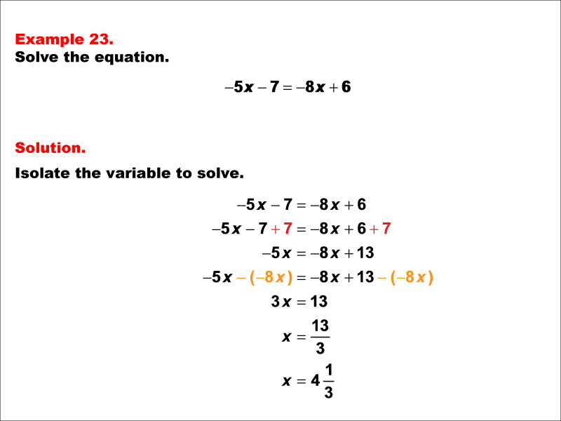 Math Example--Solving Equations--One-Variable Equations: Example 23