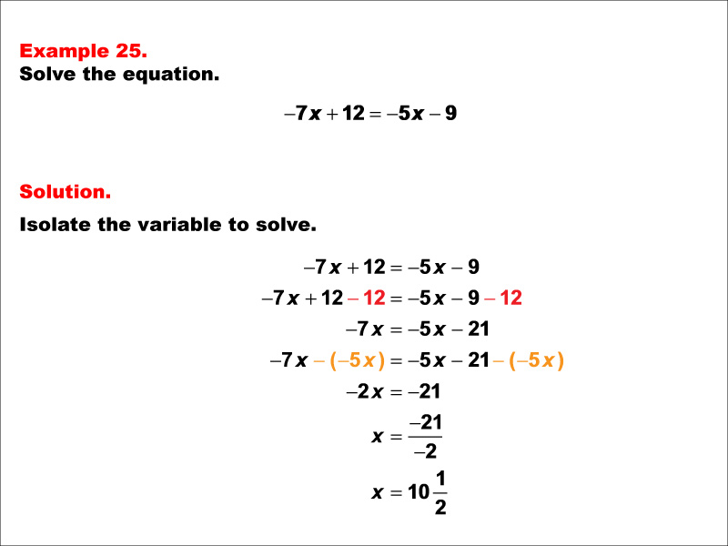 Math Example--Solving Equations--One-Variable Equations: Example 25